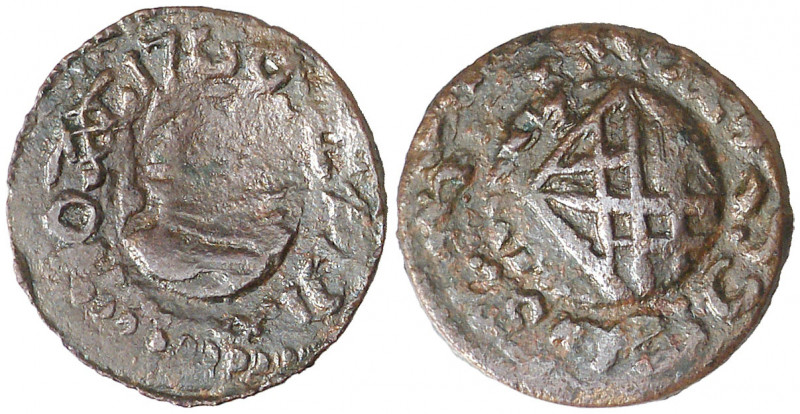 1710. Carlos III, Pretendiente. Barcelona. 1 ardit. (AC. 7) (Cru.C.G. 5006d). La...