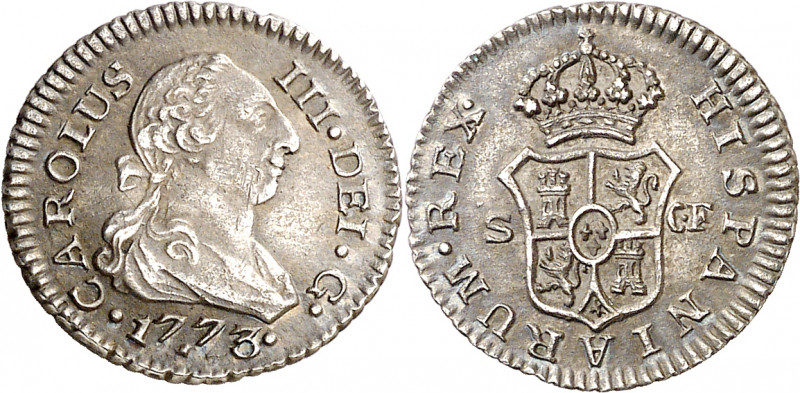 1773. Carlos III. Sevilla. CF. 1/2 real. (AC. 311). Dígitos centrales de la fech...