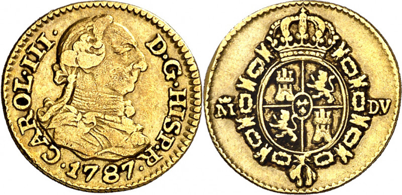 1787. Carlos III. Madrid. DV. 1/2 escudo. (AC. 1281). 1,62 g. MBC-/MBC.