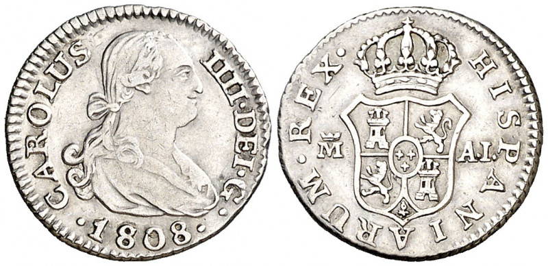 1808/798. Carlos IV. Madrid. AI. 1/2 real. (AC. 268). Buen ejemplar. 1,47 g. MBC...