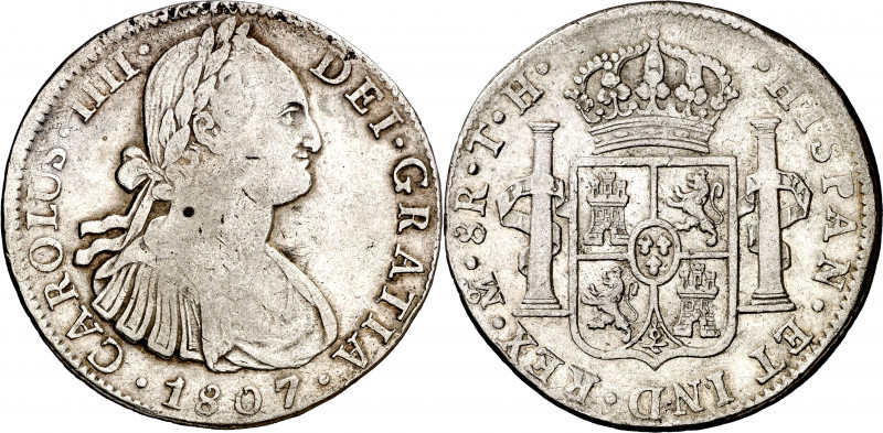 1807. Carlos IV. México. TH. 8 reales. (AC. 986). 26,74 g. MBC.