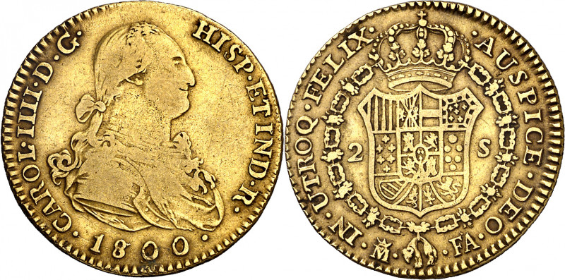 1800/179... Carlos IV. Madrid. FA. 2 escudos. (AC. 1294). 6,67 g. MBC-/MBC.