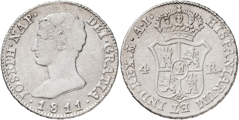 1811. José Napoleón. Madrid. AI. 4 reales. (AC. 15). 5,88 g. MBC.