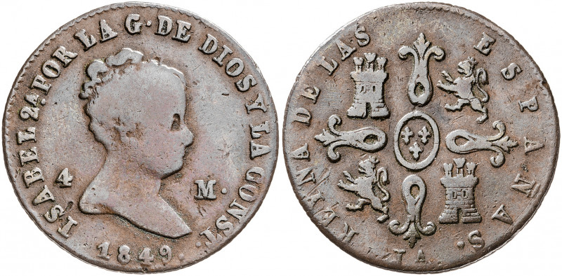 1849. Isabel II. Jubia. 4 maravedís. (AC. 75). 4,71 g. BC/BC+.