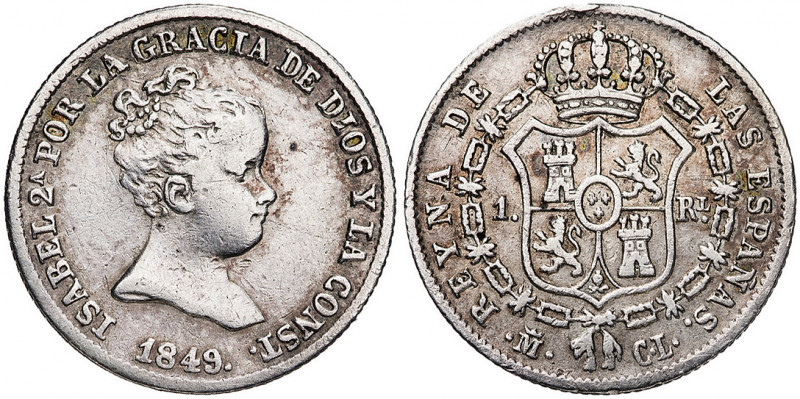 1849 Isabel II. Madrid. CL. 1 real. (AC. 301). 1,33 g. MBC-.