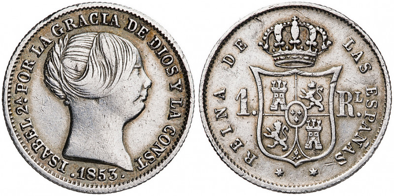 1853. Isabel II. Madrid. 1 real. (AC. 303). 1,30 g. MBC-.