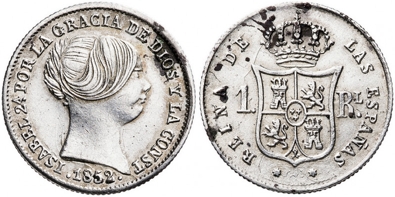 1852. Isabel II. Sevilla. 1 real. (AC. 321). Manchitas. 1,26 g. MBC+.