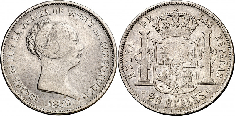 1850. Isabel II. Madrid. 20 reales. (AC. 592). 25,89 g. MBC-/MBC.