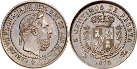 1875. Carlos VII, Pretendiente. Oñate. 5 céntimos. (AC. 2). 5,10 g. MBC+/EBC-.