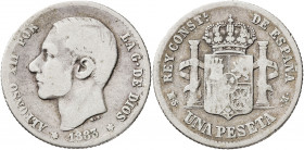 1883*----. Alfonso XII. MSM. 1 peseta. (AC. 21). 4,75 g. BC.