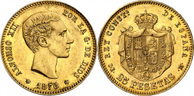 1876*1876. Alfonso XII. DEM. 25 pesetas. (AC. 67). 8,06 g. EBC.