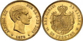 1878*187-. Alfonso XII. DEM. 25 pesetas. (AC. 70). 8,05 g. EBC.