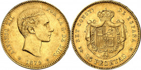 1879*1879. Alfonso XII. EMM. 25 pesetas. (AC. 74). 8,05 g. EBC-.