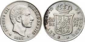 1885. Alfonso XII. Manila. 20 centavos. (AC. 111). 5,18 g. MBC+.