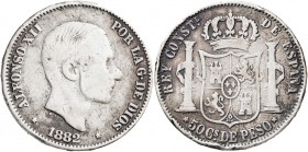 1882. Alfonso XII. Manila. 50 centavos. (AC. 118). Golpecitos. 12,43 g. (BC+).