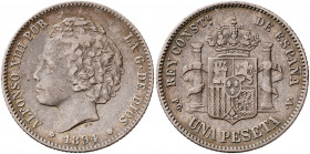 1894*18--. Alfonso XIII. PGV. 1 peseta. (AC. 55). 4,92 g. MBC-.