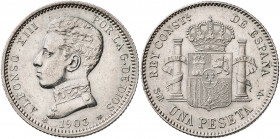 1903*1903. Alfonso XIII. SMV. 1 peseta. (AC. 67). 5,07 g. EBC-.