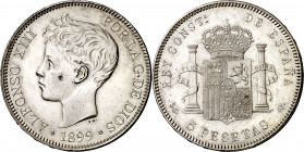 1899*1899. Alfonso XIII. SGV. 5 pesetas. (AC. 110). 24,76 g. EBC-.