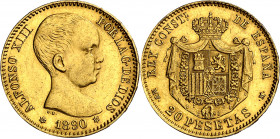 1890*1890. Alfonso XIII. MPM. 20 pesetas. (AC. 114). 6,42 g. EBC.