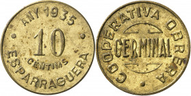 1935. Esparraguera. Cooperativa Obrera Germinal. 10 céntimos. (AL. 603 var). 6,66 g. EBC-.