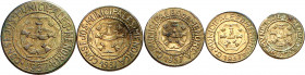 1937. Menorca (Baleares). 5, 10, 25 céntimos, 1 y 2,50 pesetas. (AC. 20 a 24). 5 monedas, serie completa. MBC/EBC-.