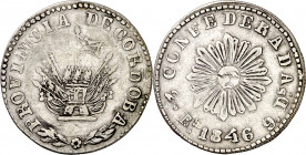 Argentina. Córdoba. 1846. 2 reales. (Kr. 23). Escasa. AG. 5,87 g. MBC-/MBC.