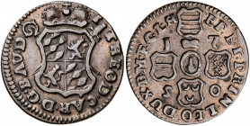 Bélgica. 1750. Juan Teodoro. Lieja. 1 liard. (Kr. 155). CU. 3,40 g. MBC+.