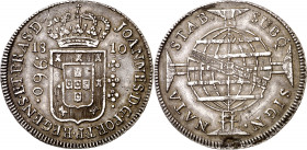 Brasil. 1810. Juan, Príncipe Regente. B (Bahía). 960 reis. (Kr. 307.1). Acuñada sobre 8 reales 1802 México. AG. 26,73 g. (MBC+).