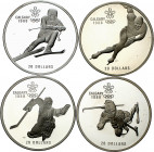 Canadá. 1985 y 1986. 20 dólares. Juegos Olímpicos de Invierno - Calgary '88. Lote de 4 monedas diferentes. AG. Proof.