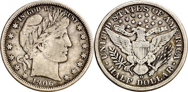 Estados Unidos. 1906. O (Nueva Orleans). 1/2 dólar. (Kr. 116). Escasa. AG. 12,32...