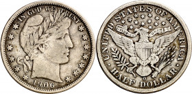 Estados Unidos. 1906. O (Nueva Orleans). 1/2 dólar. (Kr. 116). Escasa. AG. 12,32 g. MBC-.