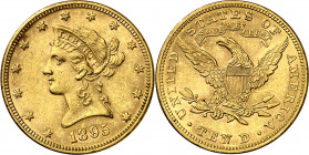 Estados Unidos. 1895. Filadelfia. 10 dólares. (Fr. 158) (Kr. 102). AU. 16,68 g. MBC+.