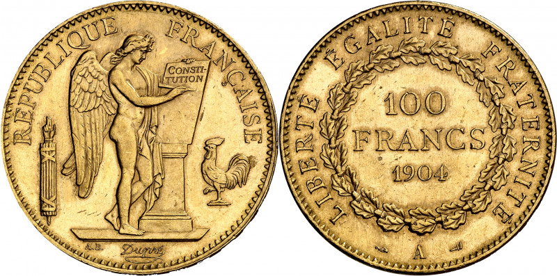 Francia. 1904. III República. 100 francos. (Fr. 590) (Kr. 832) (Gad. 1137). AU. ...