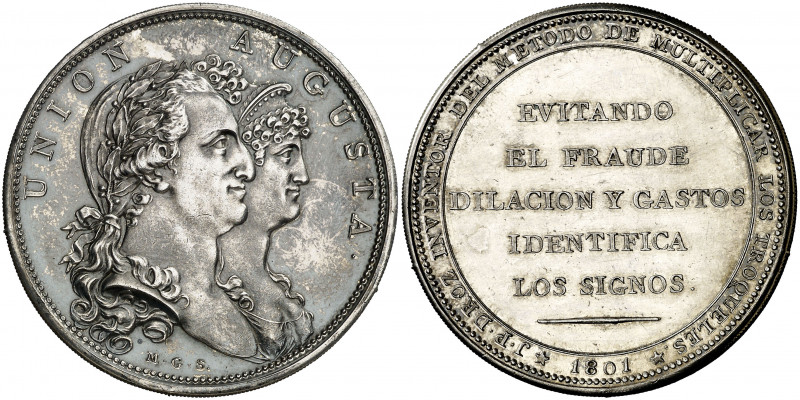 1801. Carlos IV. Método de acuñación de Droz. (RAH. 444-445 var. metal) (Ruiz Tr...