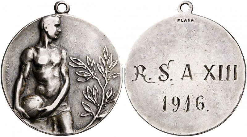 1916. Catalunya. R. S. AXIII/1916. (Anverso similar a la Cru.Medalles 1614, de M...