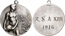 1916. Catalunya. R. S. AXIII/1916. (Anverso similar a la Cru.Medalles 1614, de Montmeló). Grabador: Vallmitjana. Con anilla. Plata. 11,32 g. Ø30 mm. M...