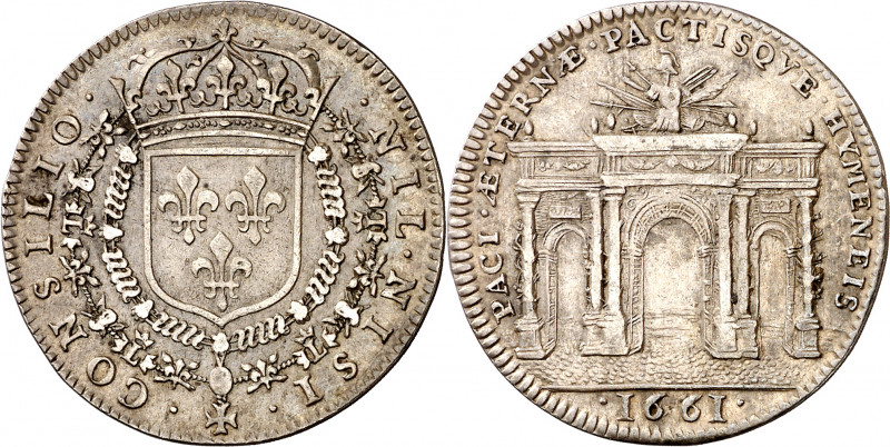 Francia. 1661. Boda real y Paz de los Pirineos en 1659. Jetón. (F. 227). Plata. ...