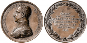 Portugal. 1827. Don Miguel, regente de Portugal. Grabador: D. Chardigny F. Bronce. 60,62 g. Ø51 mm. EBC-/EBC.
