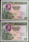 1928. 500 pesetas. (Ed. C7) (Ed. 356). 15 de agosto, Cisneros. Pareja correlativa. Ligeras dobleces. EBC-.