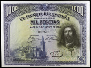 1928. 1000 pesetas. (Ed. C8) (Ed. 357). 15 de agosto, San Fernando. Doblez central y en esquina inferior derecha. EBC-.