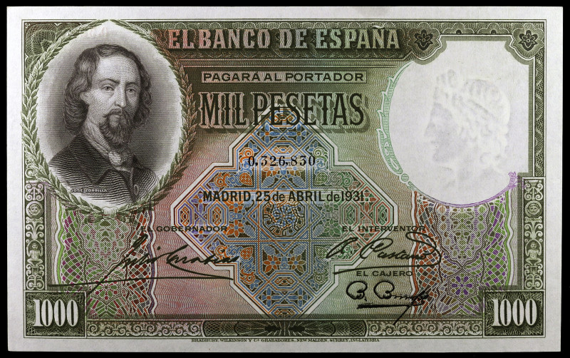 1931. 1000 pesetas. (Ed. C13) (Ed. 362). 25 de abril, Zorrilla. S/C-.