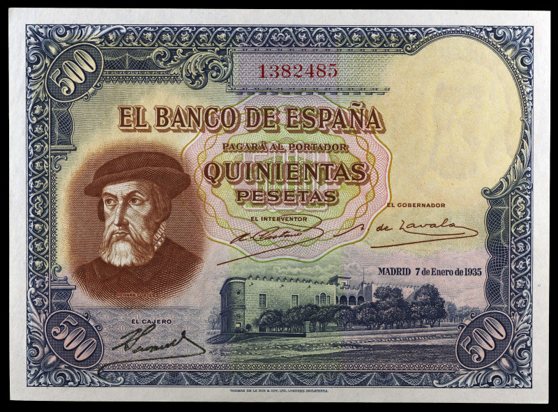 1935. 500 pesetas. (Ed. C16) (Ed. 365). 7 de enero, Hernán Cortés. Esquina algo ...