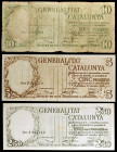1936. Generalitat de Catalunya. 2,50, 5 y 10 pesetas. (Ed. 372 a 374). 3 billetes, el de 2,50 numeración en negro. BC-/MBC.