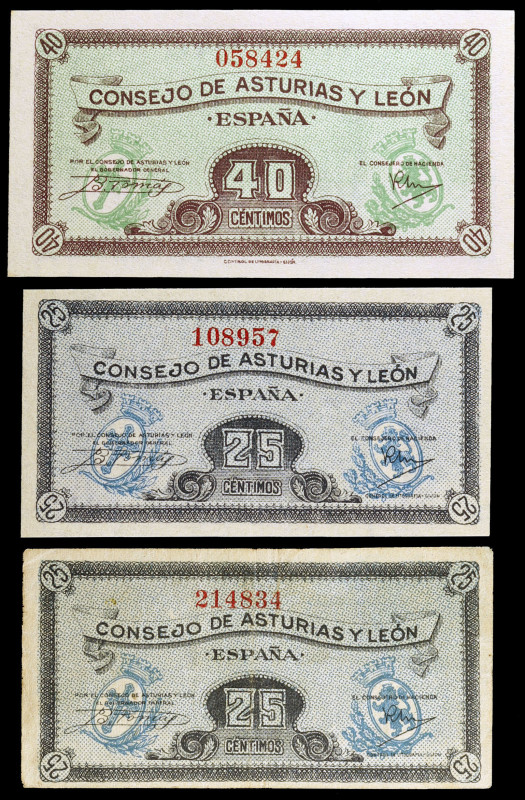 1937. Asturias y León. 25 (dos) y 40 céntimos. (Ed. C45 y C46) (Ed. 394 y 395). ...