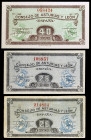 1937. Asturias y León. 25 (dos) y 40 céntimos. (Ed. C45 y C46) (Ed. 394 y 395). 3 billetes. MBC/S/C.