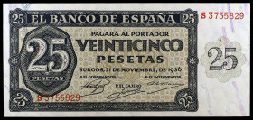 1936. Burgos. 25 pesetas. (Ed. D20a) (Ed. 419a). 21 de noviembre. Serie S. S/C-.
