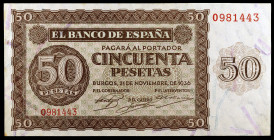 1936. Burgos. 50 pesetas. (Ed. D21a) (Ed. 420a). 21 de noviembre. Serie O. MBC+.