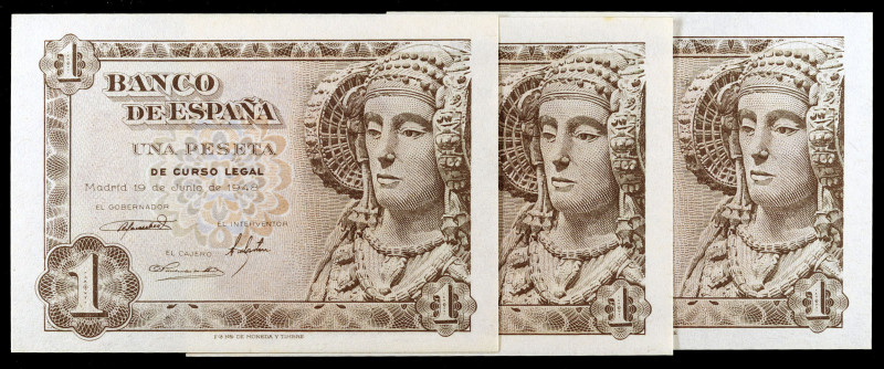 1948. 1 peseta. (Ed. D58a) (Ed. 457a). 19 de junio, La Dama de Elche. Trío corre...