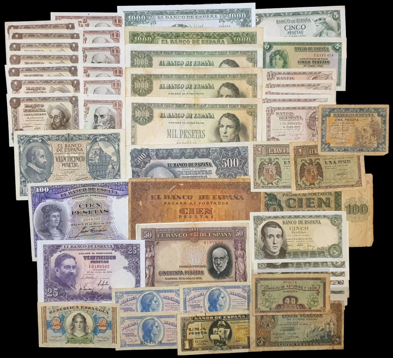 Lote de 72 billetes españoles de distintos valores y fechas. Muy interesante. A ...