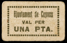 Copons. 1 peseta. (T. 1007). Cartón. Raro. MBC-.